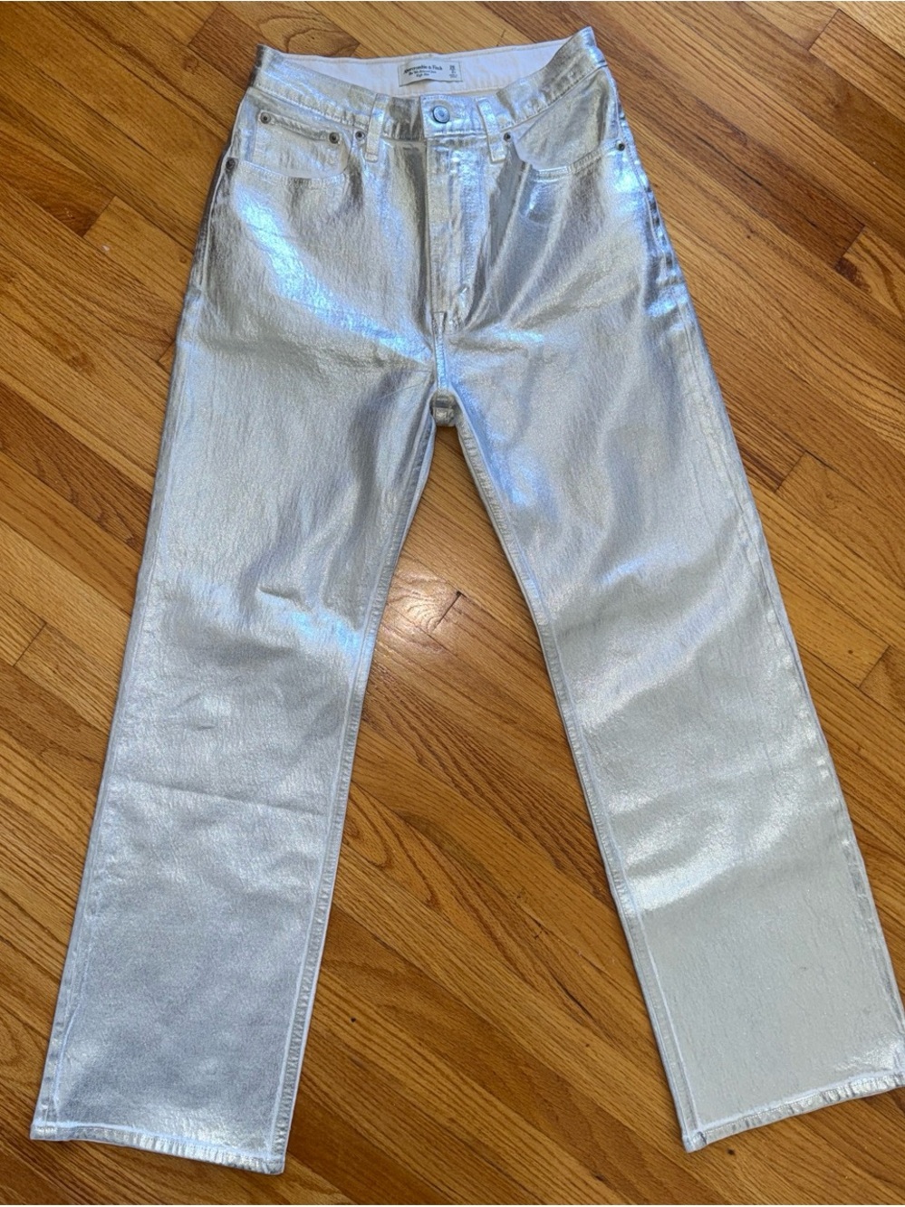 Abercrombie & Fitch Silver metallic jeans